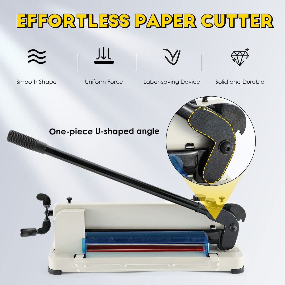 CGOLDENWALL Heavy Duty Paper Cutter A4 12" Paper Guillotine Cutter, Max. 400 Sheets, 0.02mm Cutting Accuracy, Suitable for Offices Production Leather Fabrics