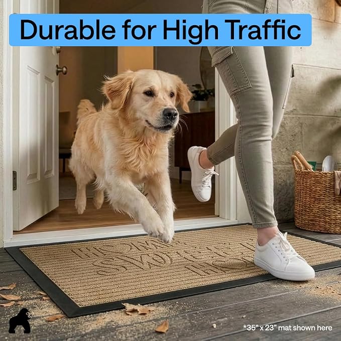 GORILLA GRIP 100% Waterproof All-Season WeatherMAX Doormat, US Designed Natural