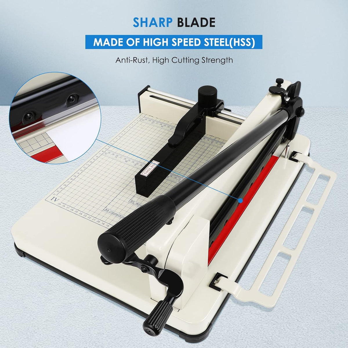 Heavy Duty Paper Cutter, 12" Guillotine Paper Cutter, Cortadora de Papel 400 Sheets Paper Trimmer with Double Safety Protection&Durable HSS Blade for Cutting Paper, Leather, PVC,Non-Woven Fabrics