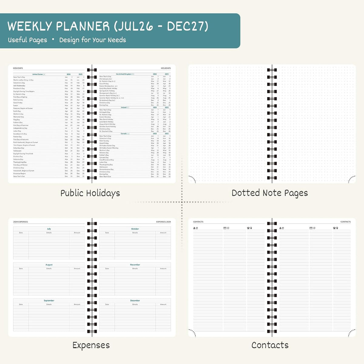 BEZEND Planner 2026-2027 Weekly and Monthly, Hourly Timeslot (8.5"x11")