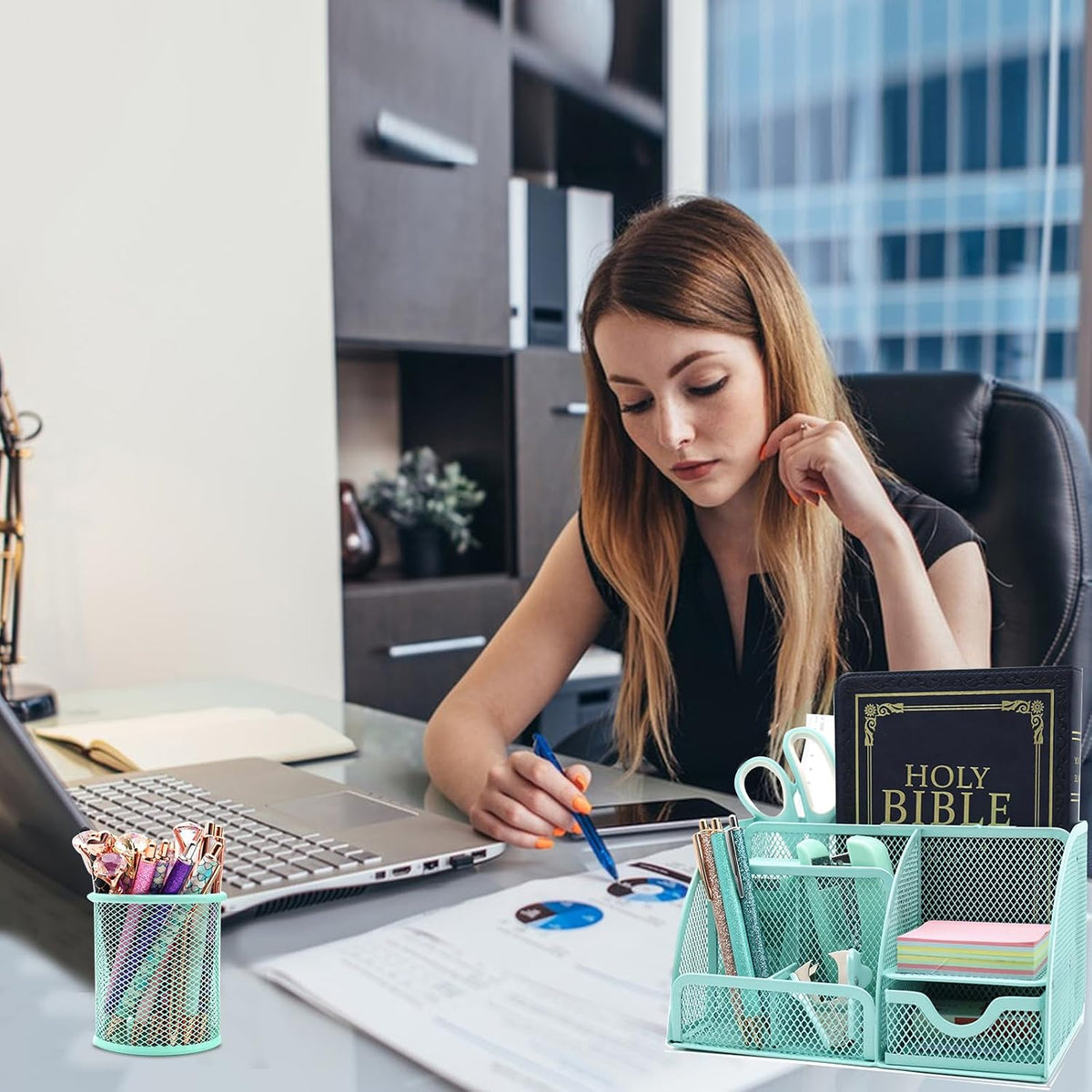 12 in 1 Green Desk Organizers & Accessories Set for Office & Home & School