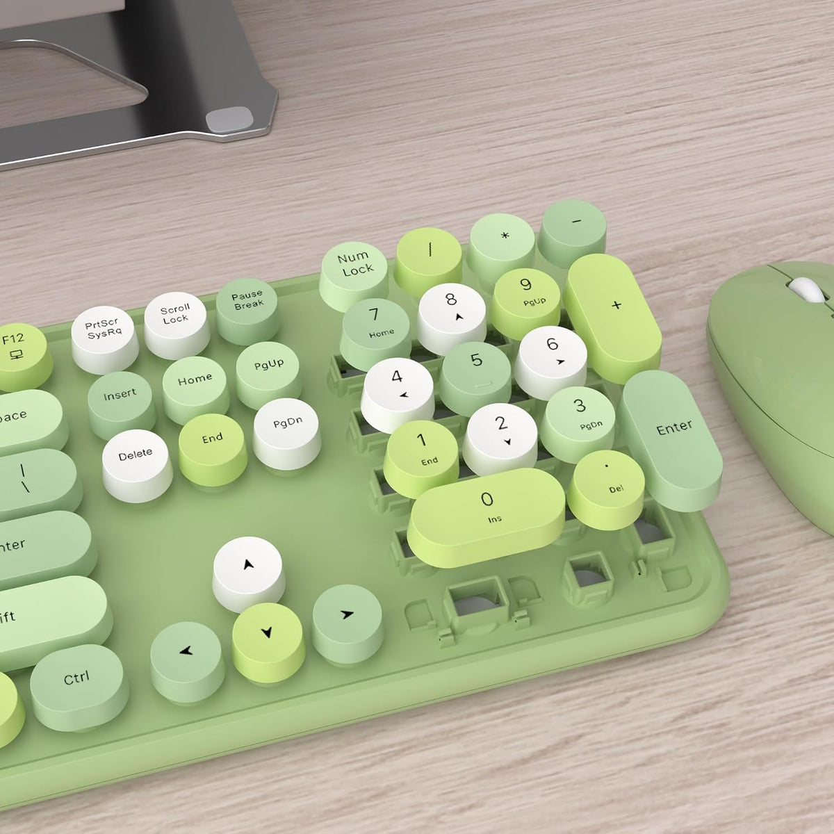 UBOTIE Colorful Wireless Keyboard and Mouse Combo (Green-Colorful)