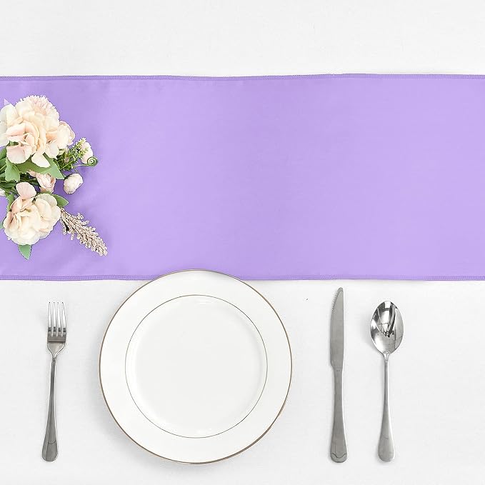 4-Pack Lavender Satin Table Runner 12 x 108 Inch Long Bright and Smooth Silk