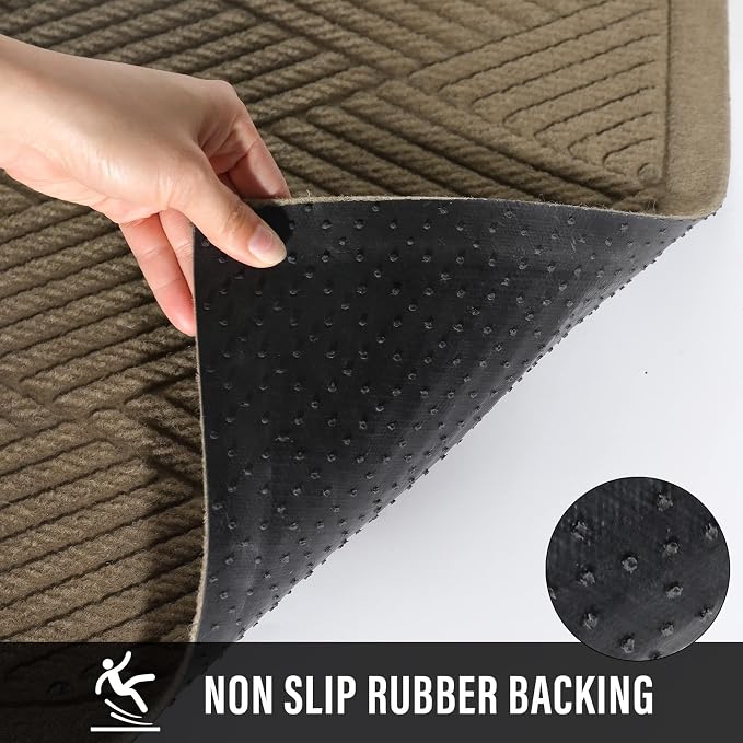 HIYARD Sturdy Front Door Mat, Absorbent Muddy Dirt Resist Welcome Door Mats