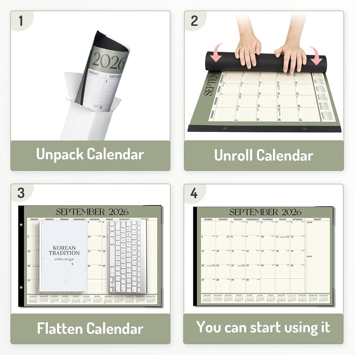 Forvencer 2027 Desk Calendar, Planner Sept 2026 - Jun 2028, 22 Month 22x17"