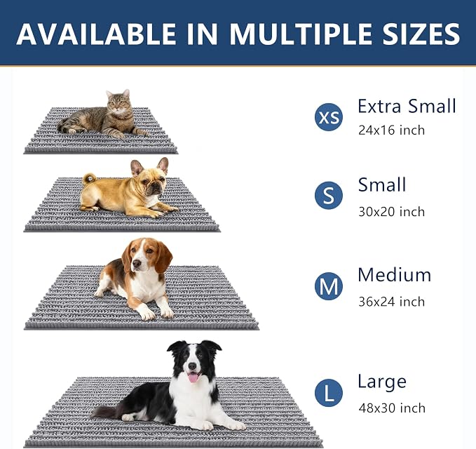Smiry Dog Door Mat for Muddy Paws 59x24, Absorbent Dirt Trapper, Non-Slip