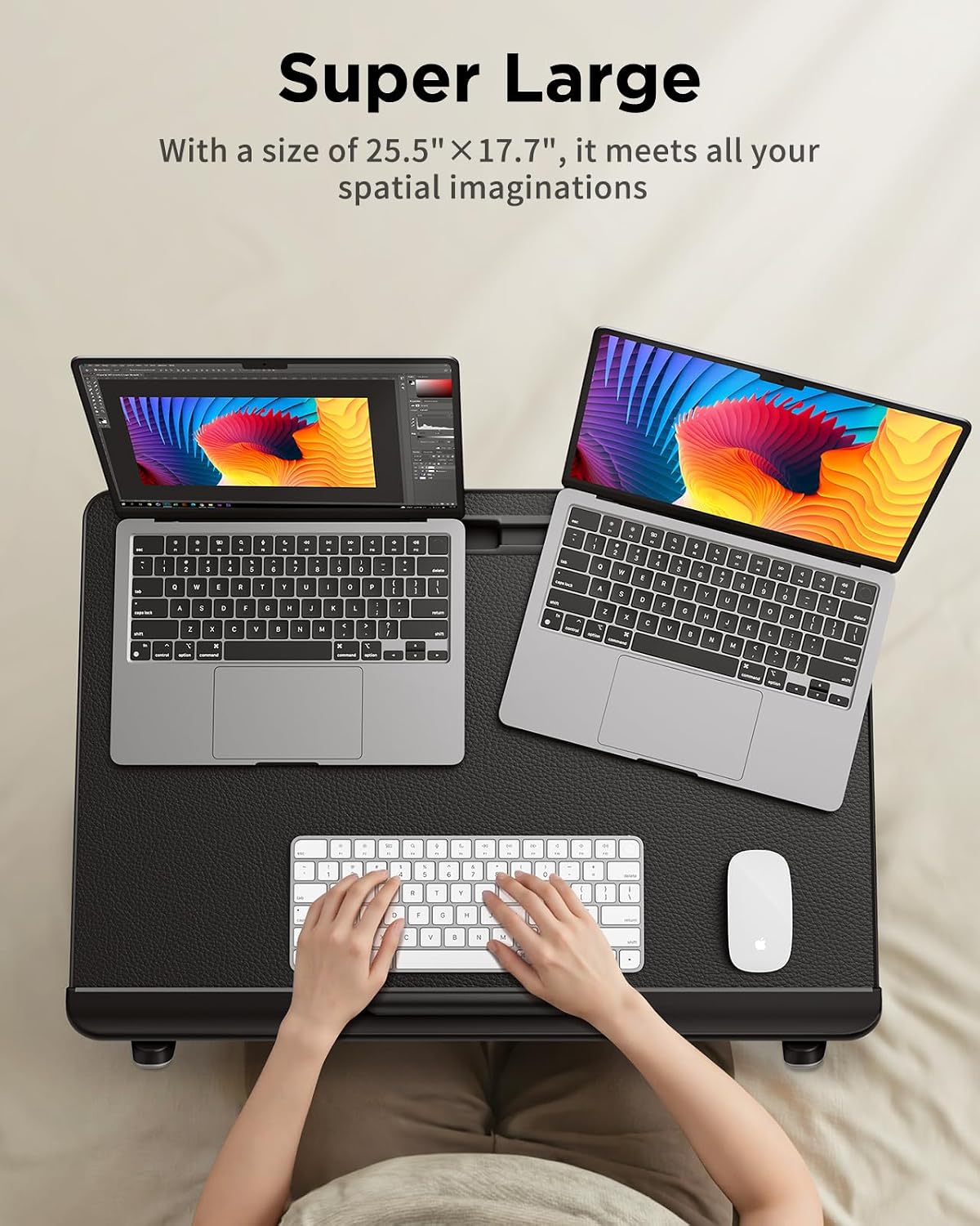SAIJI Laptop Desk for Bed [XXL Extra Large] with Upgraded Book Stand