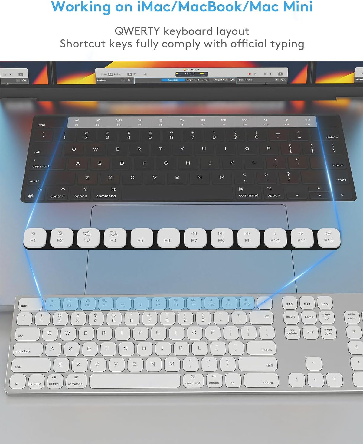 Yivandi All-Aluminum Wired Keyboard for MacOS with Full-Size Numeric Keypad