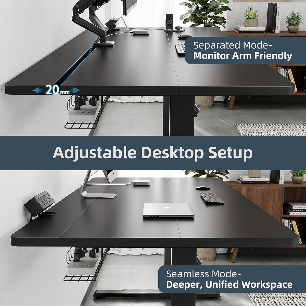 60 x 30 Inch Electric Standing Desk with Flip-Top Cable Management
