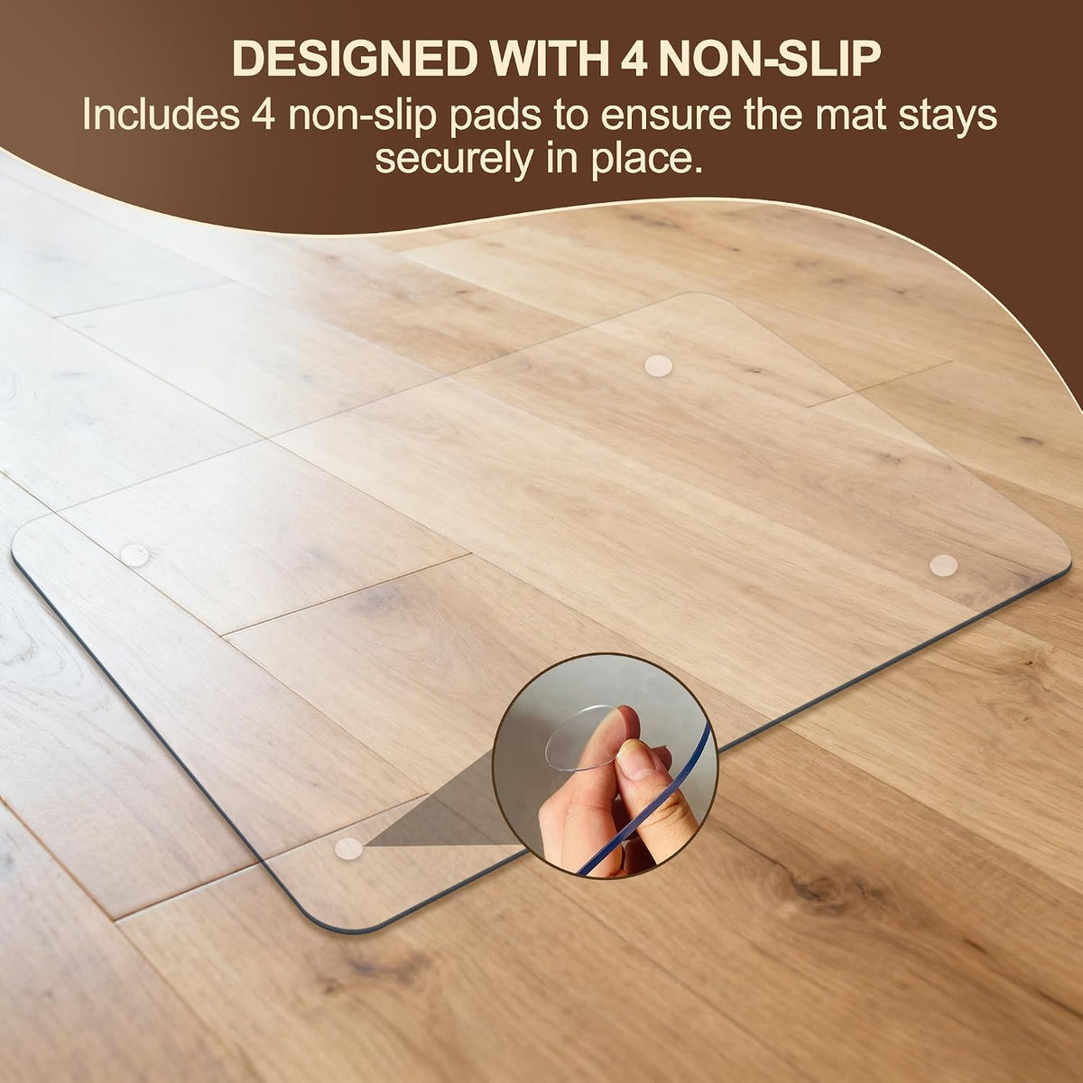 [Upgraded Version] Office Chair Mat for Carpet, 48" x 36" - 0.15" Thick Premium Chair Mats Hard Floor,Odorless, Easy to Clean with 4 Non-Slip Pads for Carpet & Hardwood Floors