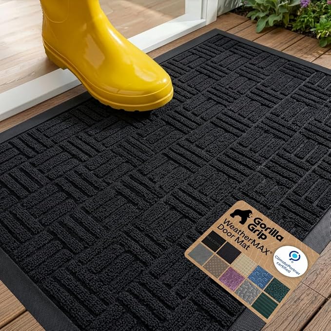 GORILLA GRIP 100% Waterproof All-Season WeatherMAX Doormat US Designed Natural