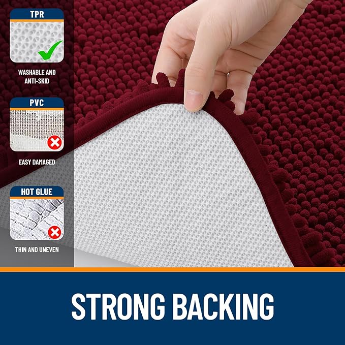 OLANLY Large Bathroom Rugs 47x32, Extra Soft Absorbent Chenille Bath Rugs