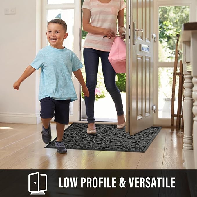 HIYARD Front Door Mat, Absorbent Dirt Trapping Welcome Door Mat Indoor Outdoor