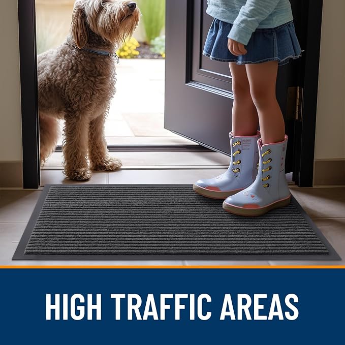 OLANLY Front Door Mat Indoor Outdoor Entrance, Waterproof Heavy Duty Doormat