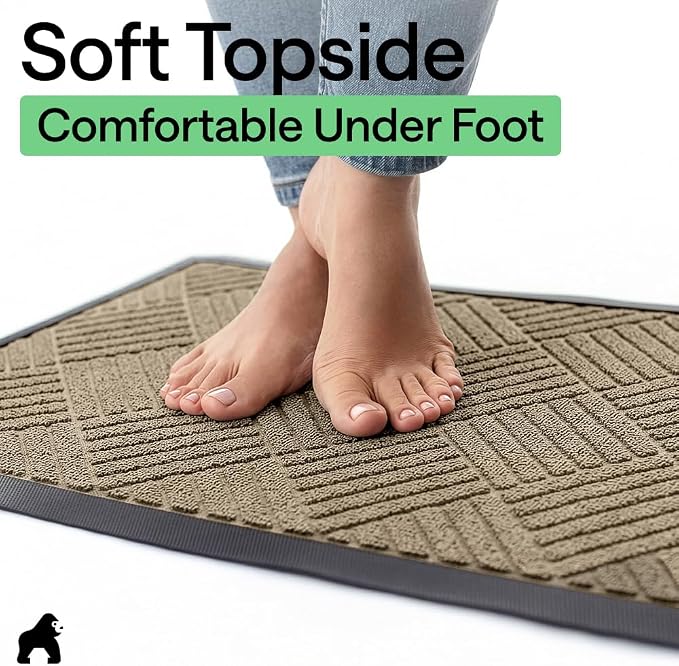 GORILLA GRIP 100% Waterproof All-Season WeatherMAX Doormat US Designed Natural