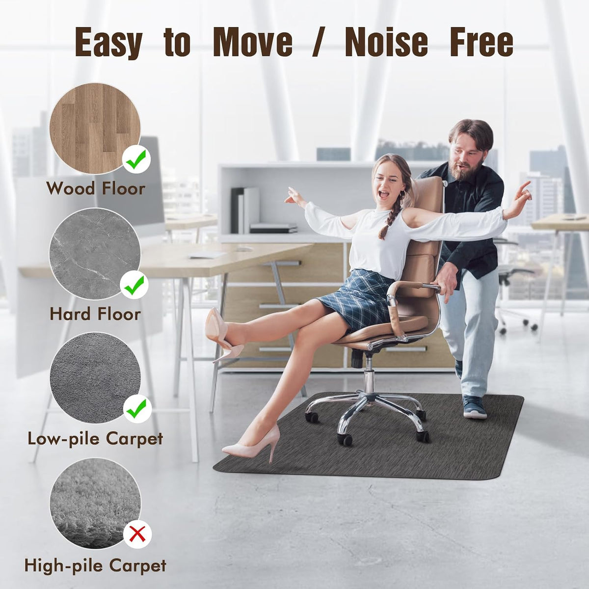 Blvornl Office Chair Mat for Hardwood Floor, Computer Chair Mat, 36"x 48"