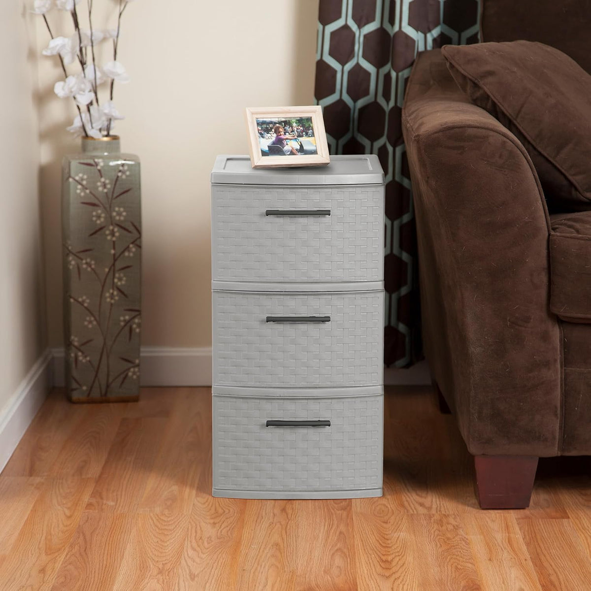 Sterilite 3-Drawer Weave Storage Tower Unit for Bedroom and Dresser, 8-Pack
