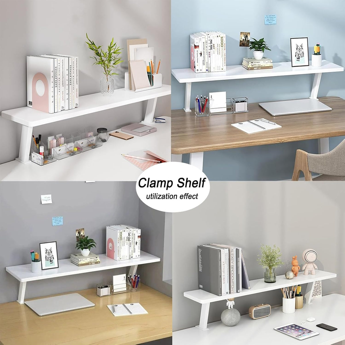 Clamp On Desk Shelf 23.6x7.8 in Floating Desk Desk Shelf
