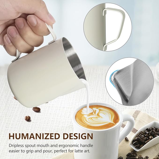 HOOMIL Milk Frothing Pitcher, 12oz/20oz/32oz 304 Stainless Steel | Steaming