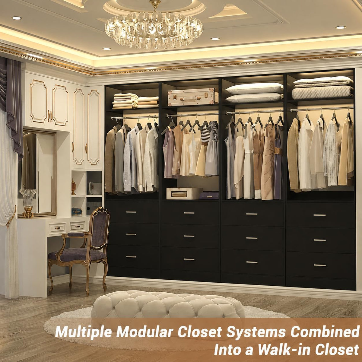 Besiost Closet Systems with 6 Wood Drawers, Closet System Set of 2