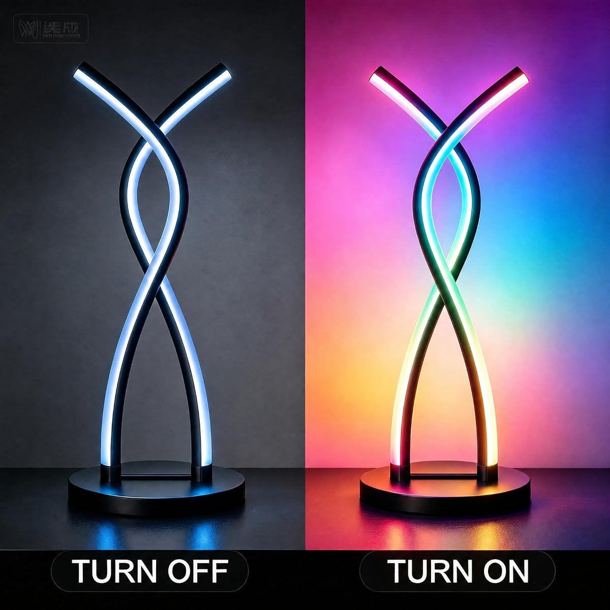 Modern Spiral LED Desk Lamp, Smart RGB Table Lamp with Music Sync & APP Control, DIY Color Changing Night Light, 5V USB Unique Design for Bedroom Living Room