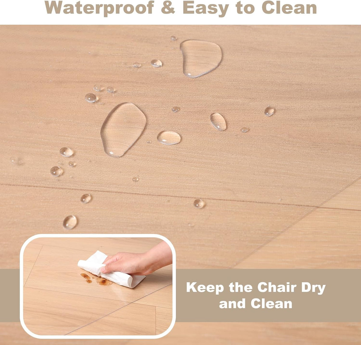 2.0mm 40"x50" Rolling Chair Mat for Hardwood Floors, Heavy Duty PVC Office Chair Floor Protector, Clear Plastic Mat for Smooth Movement, Non-Slip Hard Surface Cover