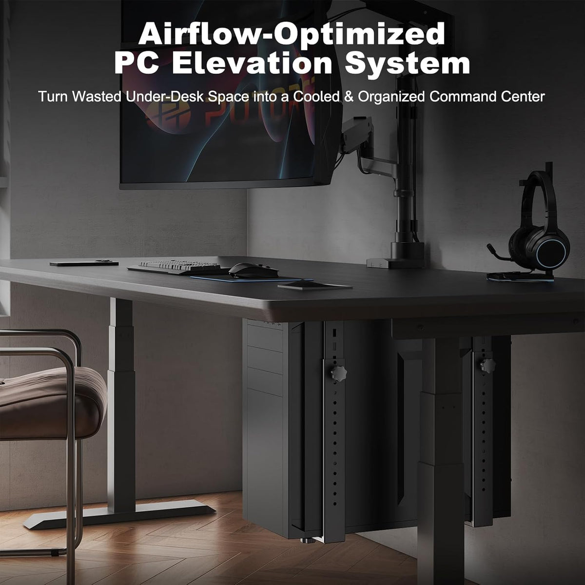 PUTORSEN Under Desk PC Mount for Mid/Mini-Tower Cases Black