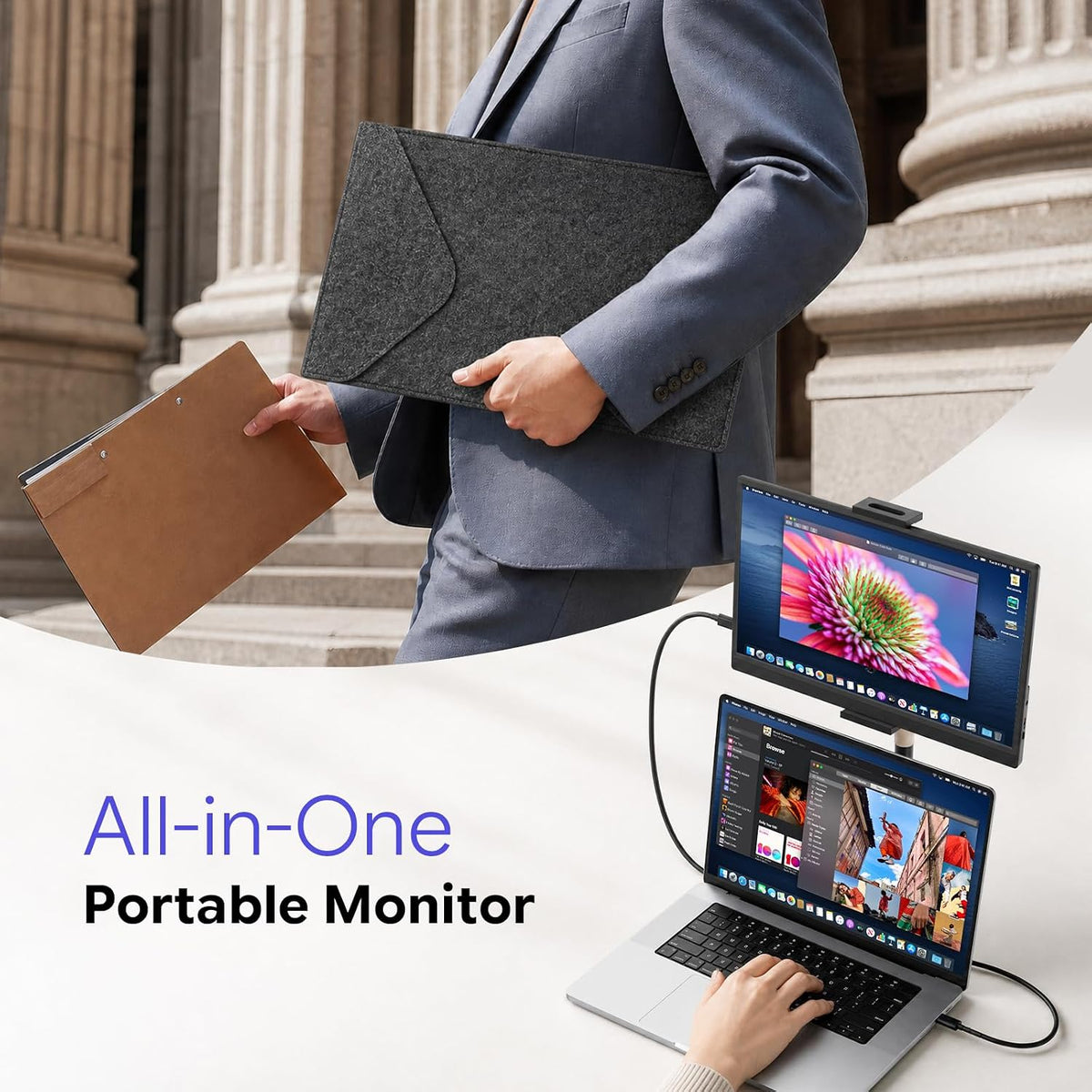 15.6" Portable Monitor with Stand FHD 1080P IPS Travel Monitor for Laptop