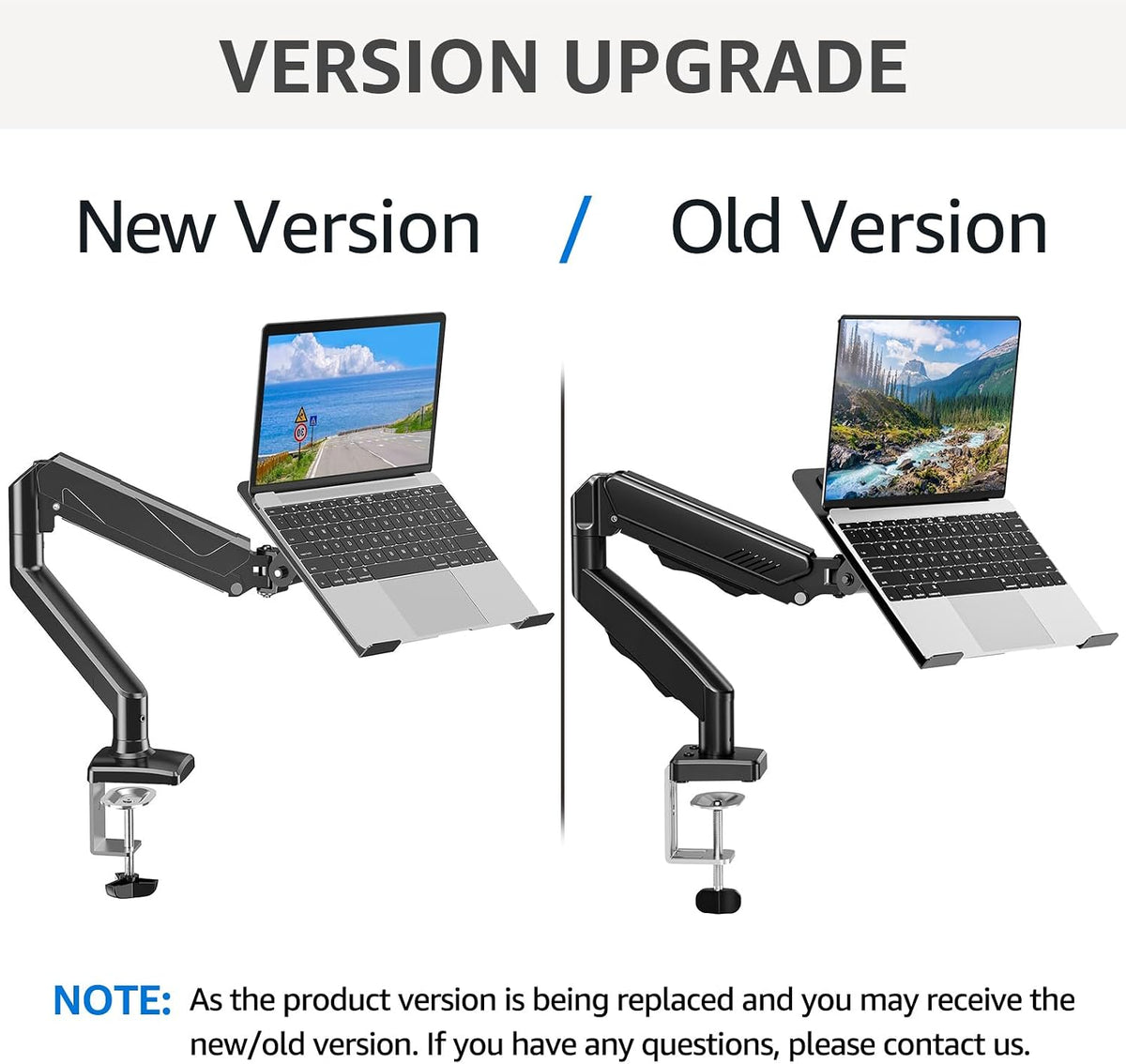 MOUNTUP Laptop Stand for Desk, Adjustable Aluminum Laptops Arm Mount for 14-17 Inch Notebook & 32" Monitor, Laptops Arm for Desk Support for 4.4-19.8lbs, 2-in-1 Laptop Desk Mount with Clamp/Grommet