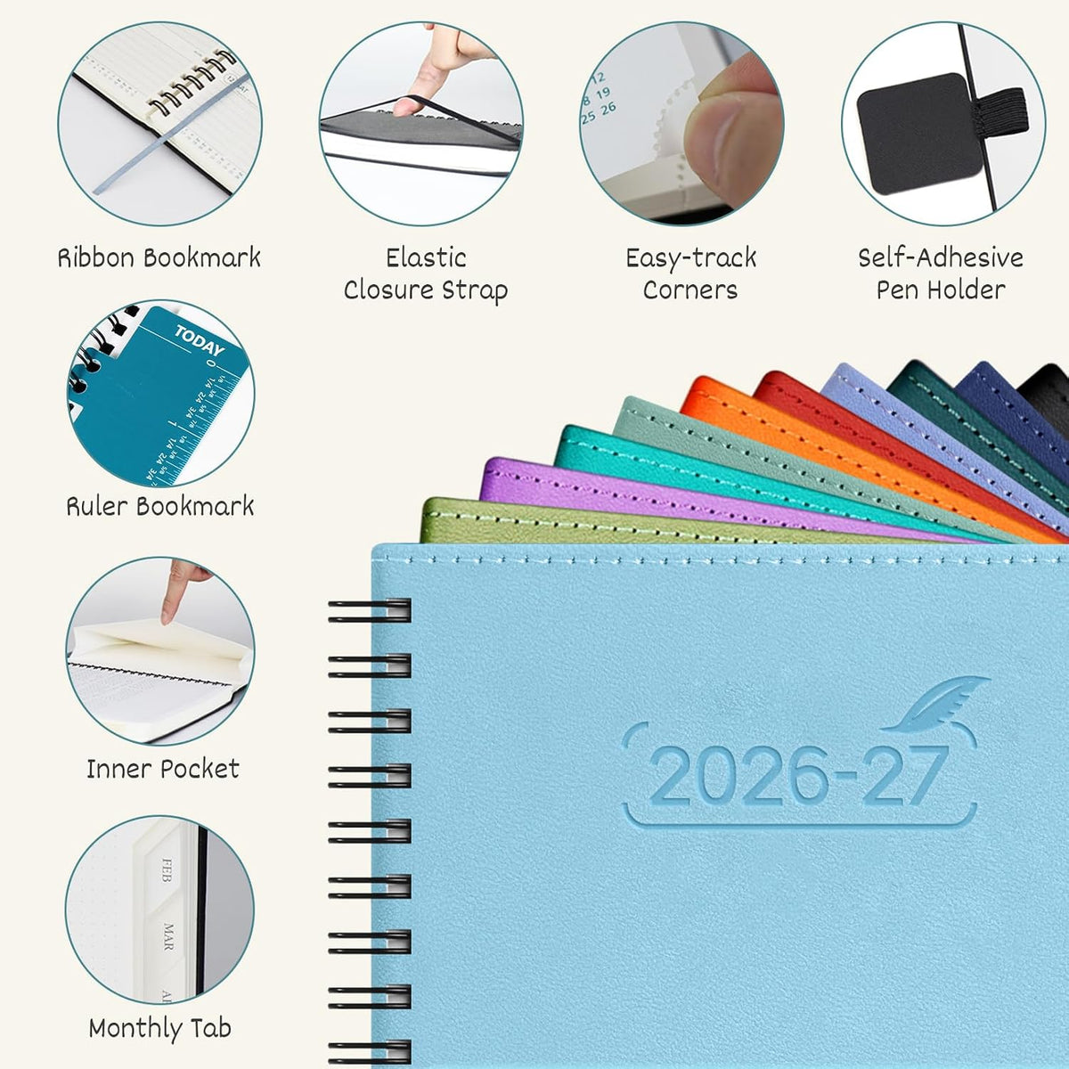 BEZEND Planner 2026-2027 Weekly and Monthly, Hourly Timeslot (8.5"x11")