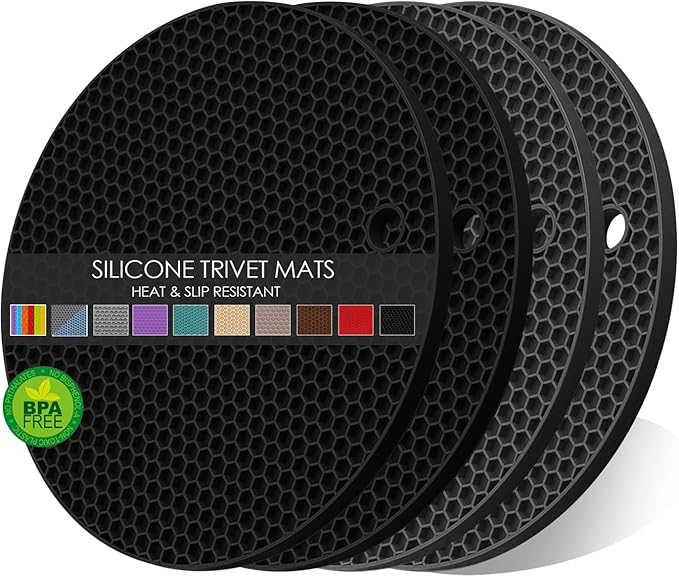 4 Pack Silicone Trivets for Hot Pots and Pans, Pot Holders Hot Pads, Non-Slip &