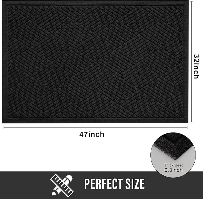HIYARD Sturdy Front Door Mat, Absorbent Muddy Dirt Resist Welcome Door Mats