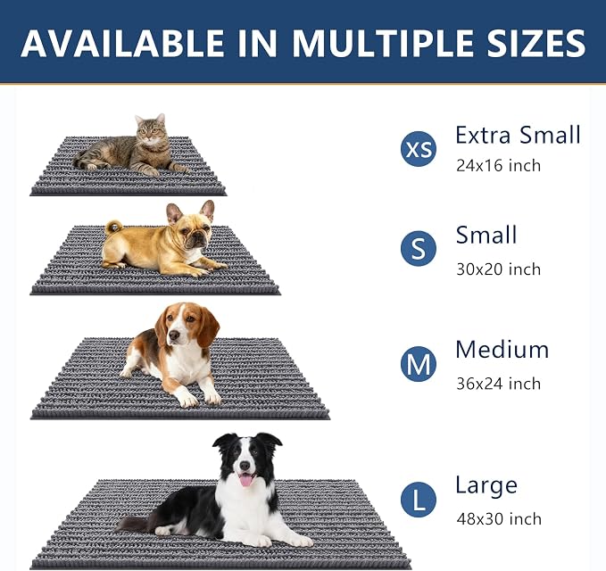 Smiry Dog Door Mat for Muddy Paws 71x46, Absorbent Dirt Trapper, Non-Slip
