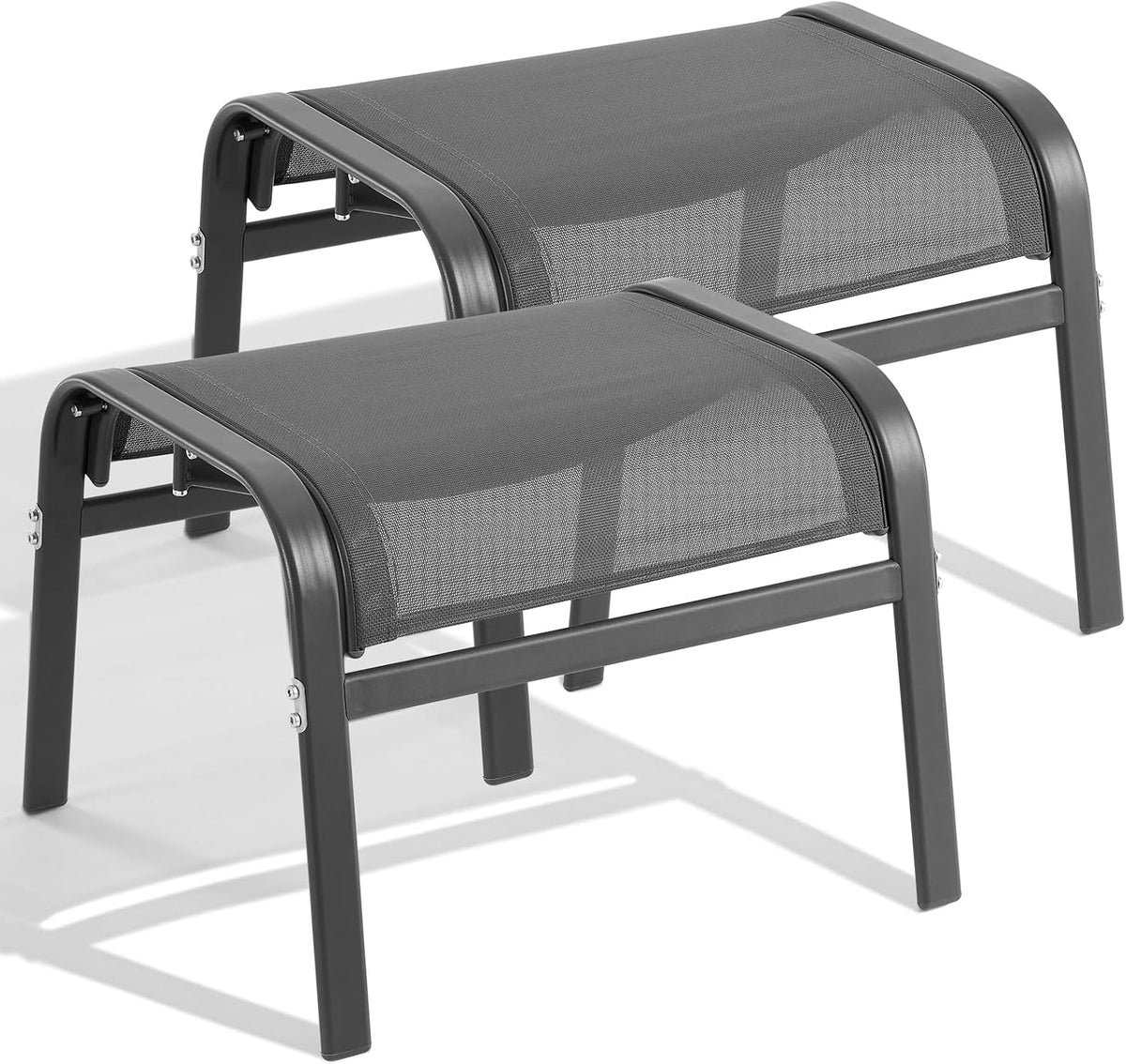 ONBRILL Outdoor Ottoman Set of 2, Oversized Outdoor Foot Rest, Grey