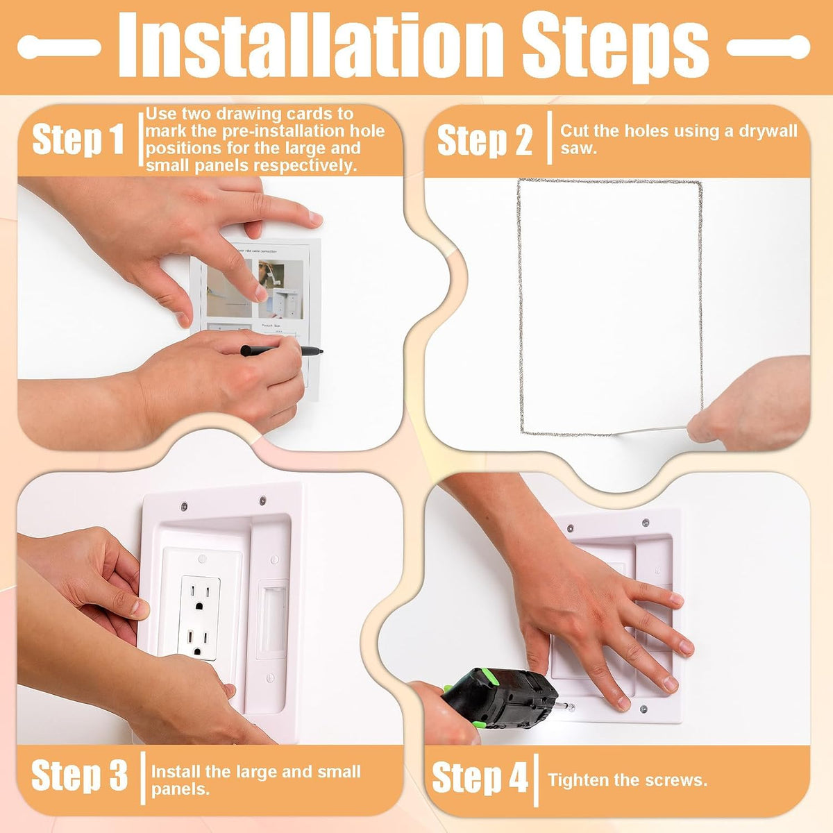 in-Wall TV Cable Management Kit with Recessed Dual AC Outlet, 9FT Extension Cord & Brush Wall Plate, TV Wire Hider for Wall Mounted TV, Power & Low Voltage Cable Concealer (2AC)