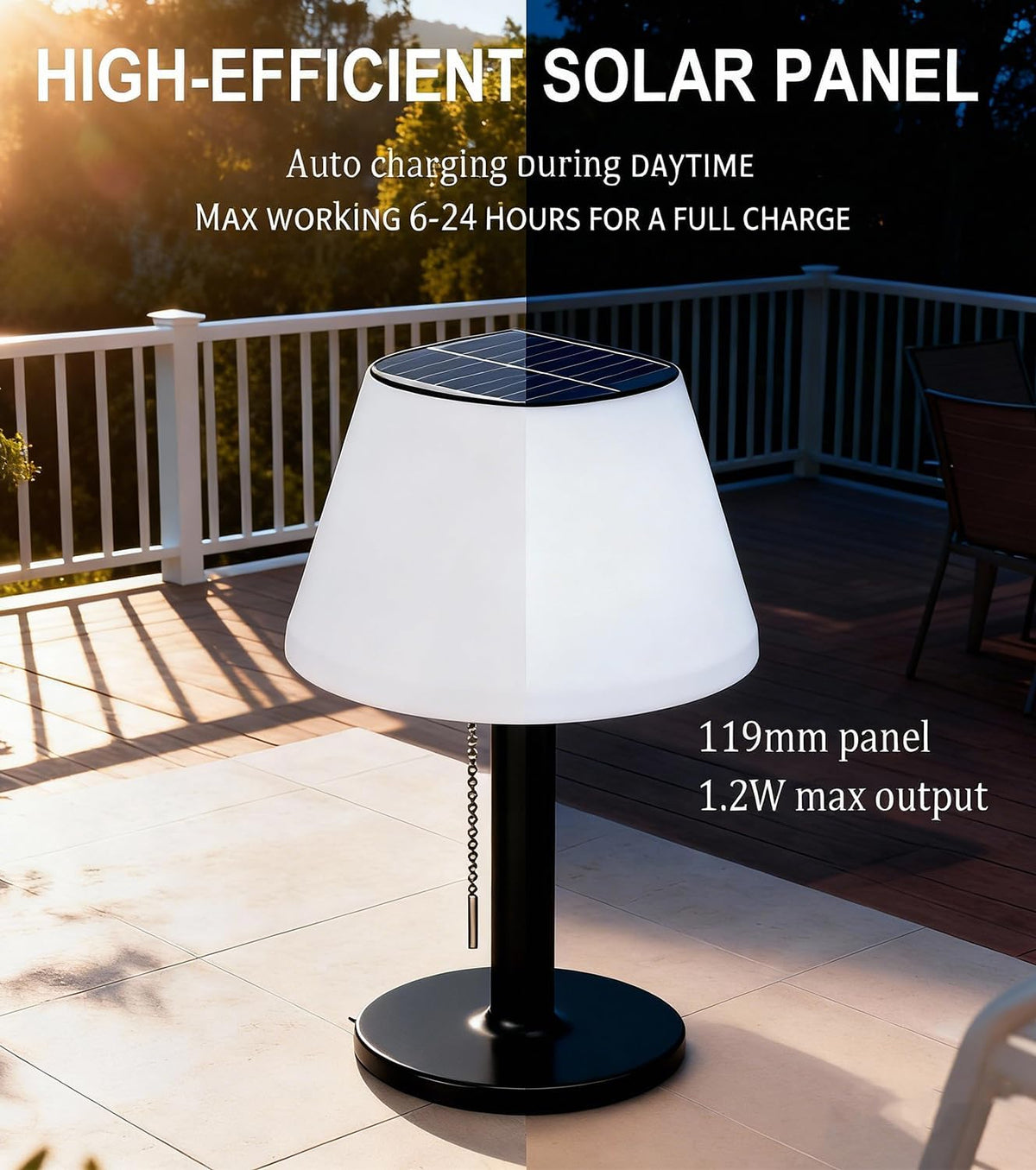 shumi Solar Table Lamp Outdoor Waterproof, Solar Desk Lamp LED for Patio