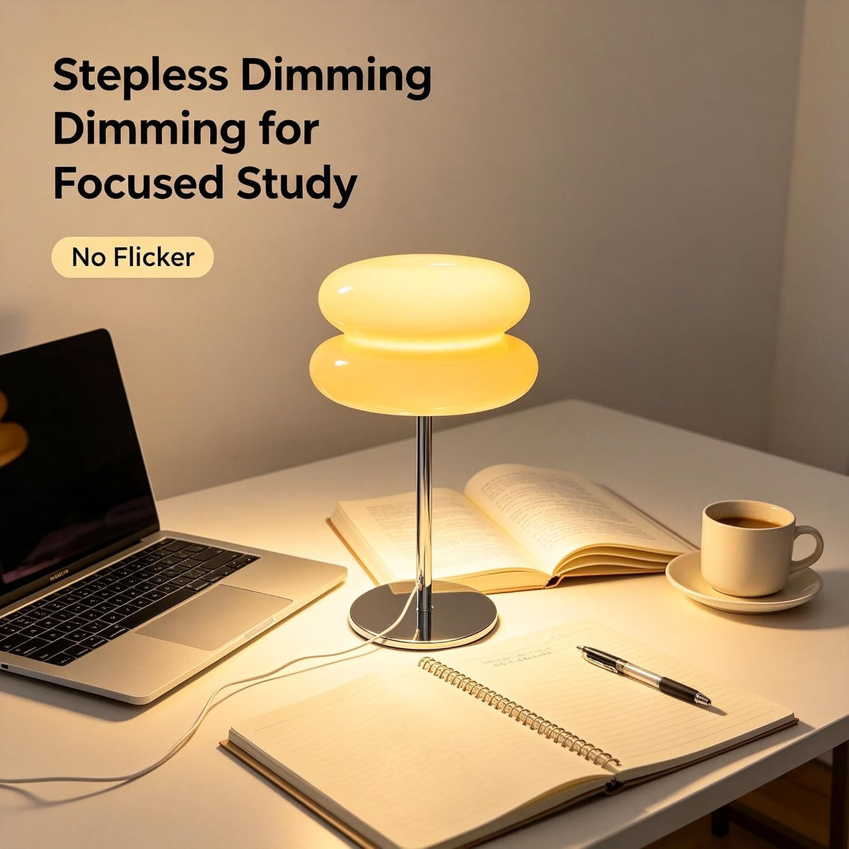 Mushroom lamp, Bedroom Medieval Modern Bedside Table lamp for Night Stands, Vintage dimmable Small Lamps, Cute Cool Desk Lamps Home Room Aesthetic Decor for Living Room(Cream‌)
