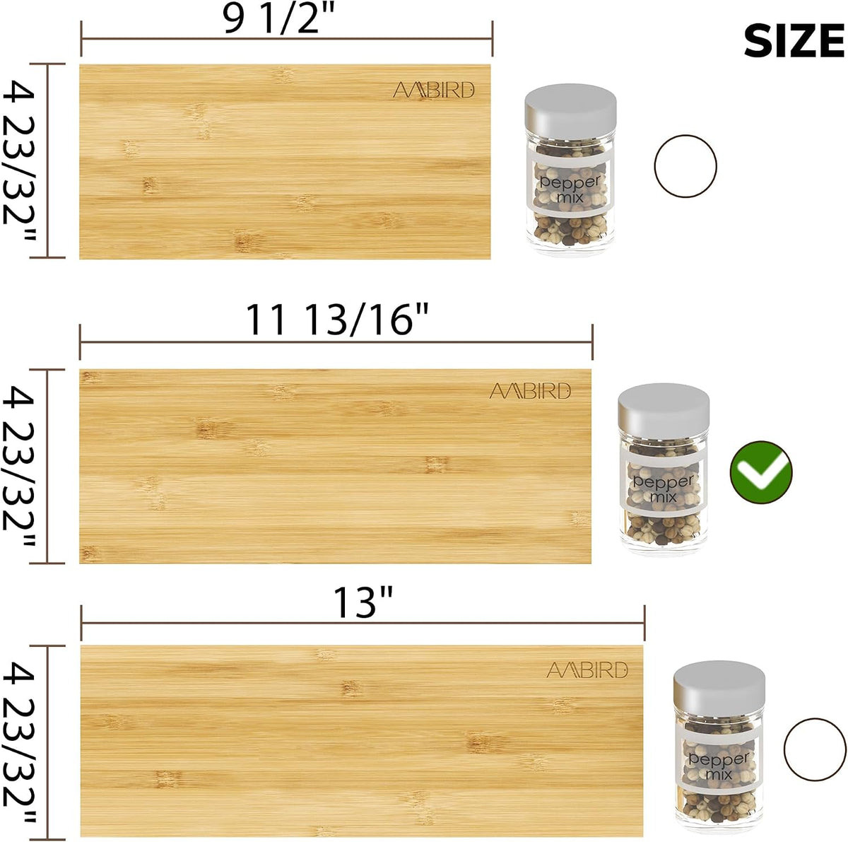 AMBIRD Bamboo Spice Drawer Organizer with Non-slip Mat,4 Tier - 2 Set Jar Spice Rack Tray From 12''to 24'',Hold up 48 Jars Seasoning Organizer for Kitchen,Cabinet,Drawers,Countertop