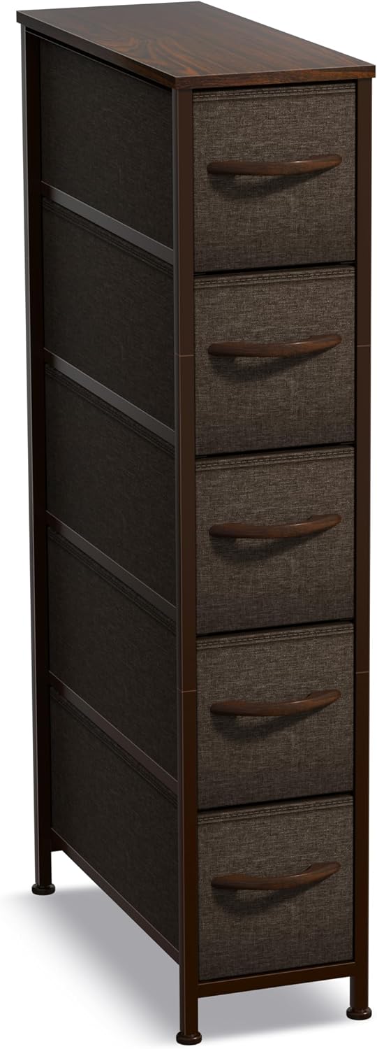 Sorbus 5-Drawer Narrow Dresser for Bedroom (Brown)