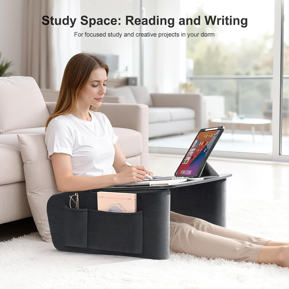 OPTIXCELL Lap Desk with Arm Rest, Ergonomic 17" Laptop Desk for Bed & Couch