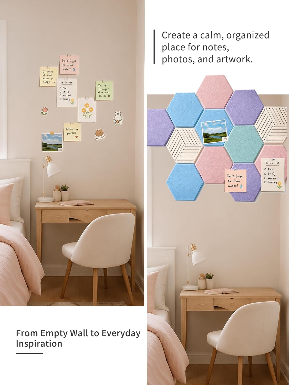 Hexagon Cork Board Tiles for Office Walls Decor 10 Pack 11.81" X 10.24"