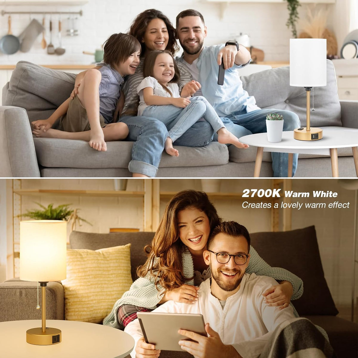 Small Bedside Lamp for Nightstand, Gold Desk Lamp for Dorm Room Bedroom
