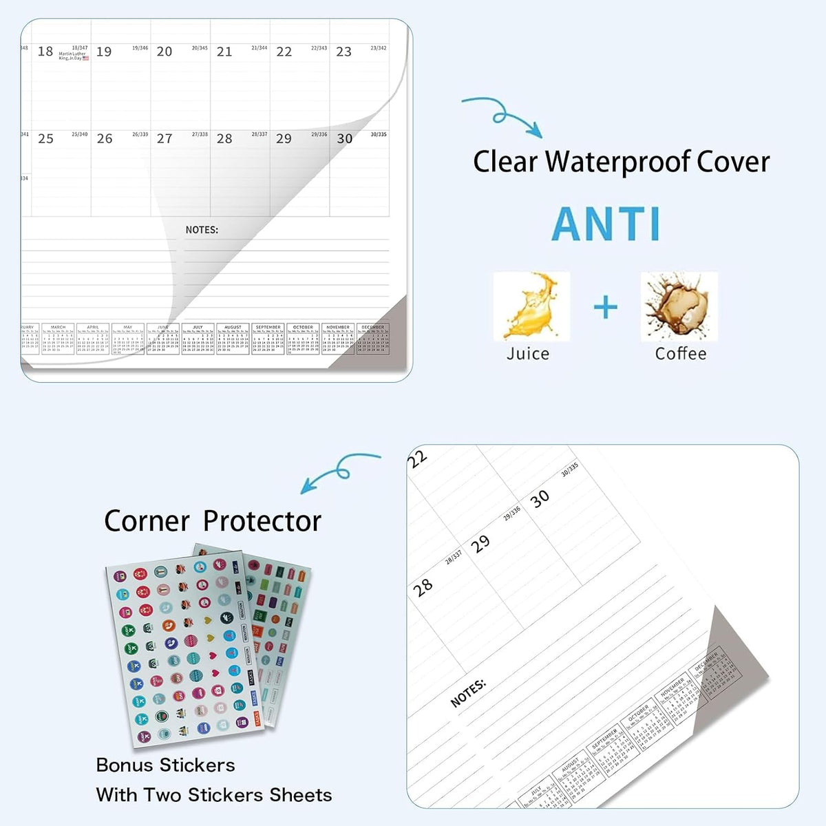 Desk Calendar 2026-2027 - Dayvorax Desk Calendar july 2026-2027 Dec, 34x23 Large Desk Calendar with Thick Paper, Plastic Cover, Large Calendar for Home & Office