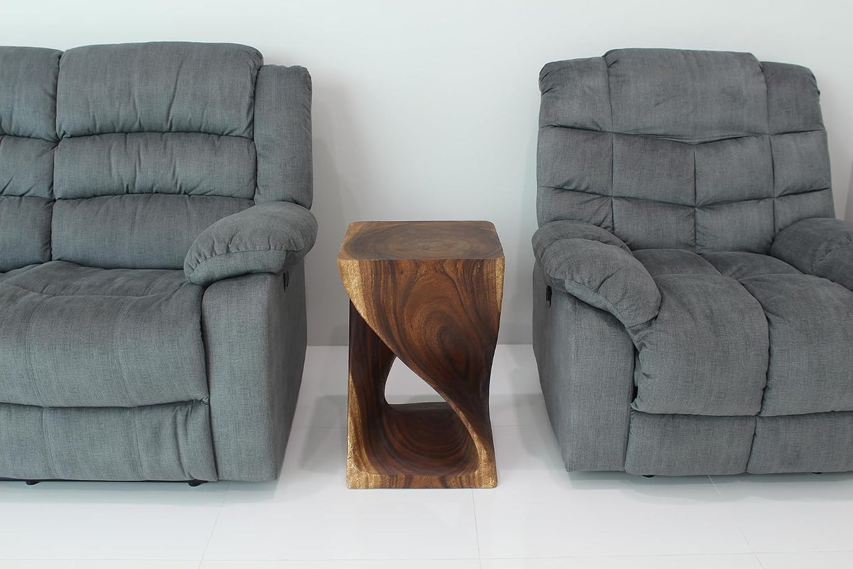 Haussmann Original Twist End Table, Acacia, Walnut, 15x15x23 in