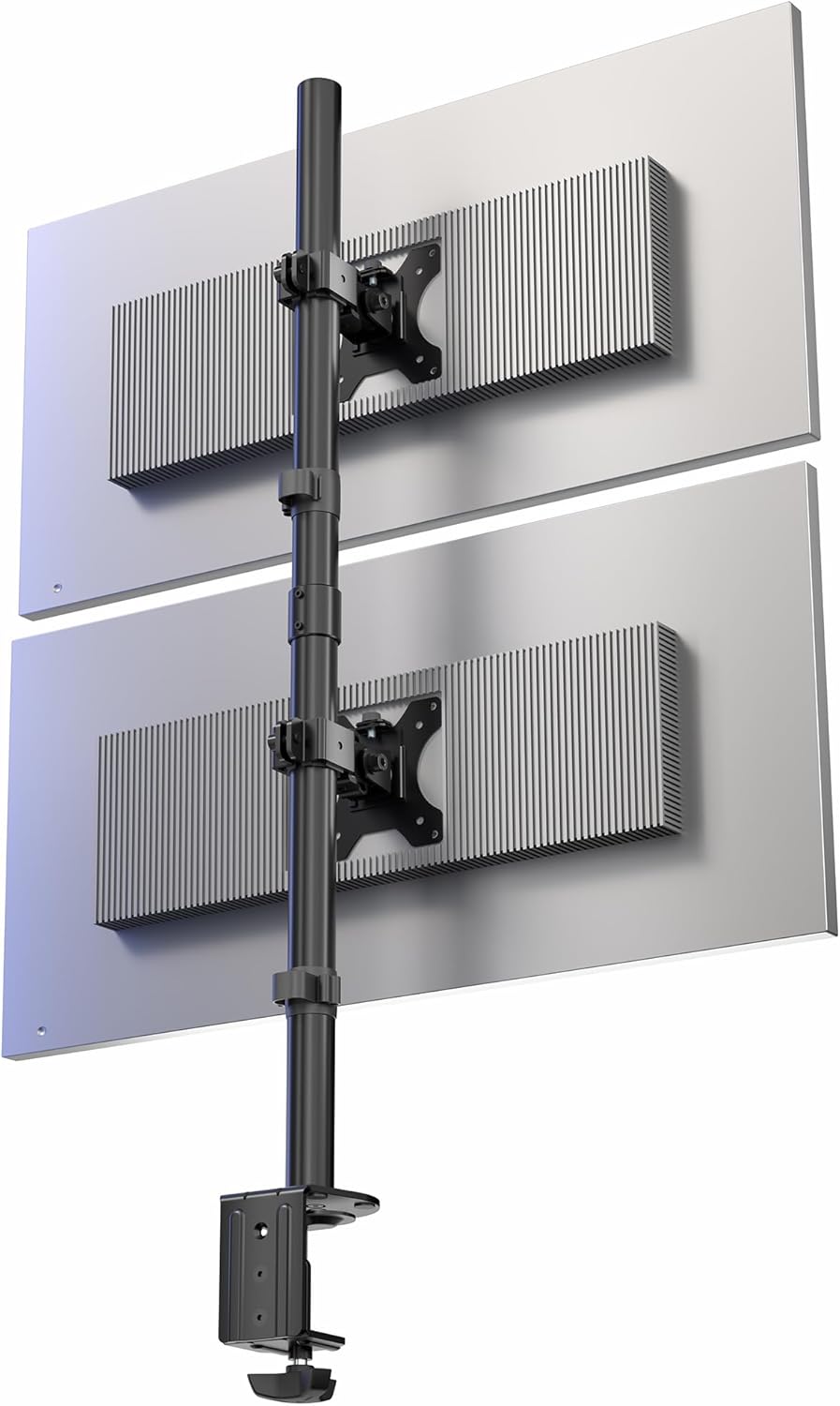 VIVO Dual Vertically Stacked Monitor Desk Mount, Extra Tall Adjustable Stand for 2 Ultrawides up to 34 inches, 22 lbs Capacity, Black, STAND-V002T