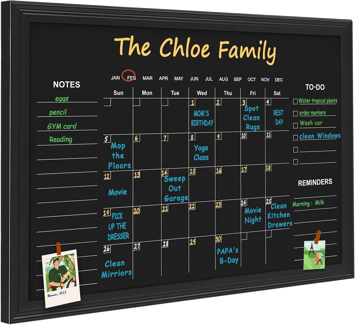 Large Magnetic Chalkboard Calendar,17.7" × 23.6" Family Planner Chalk Board