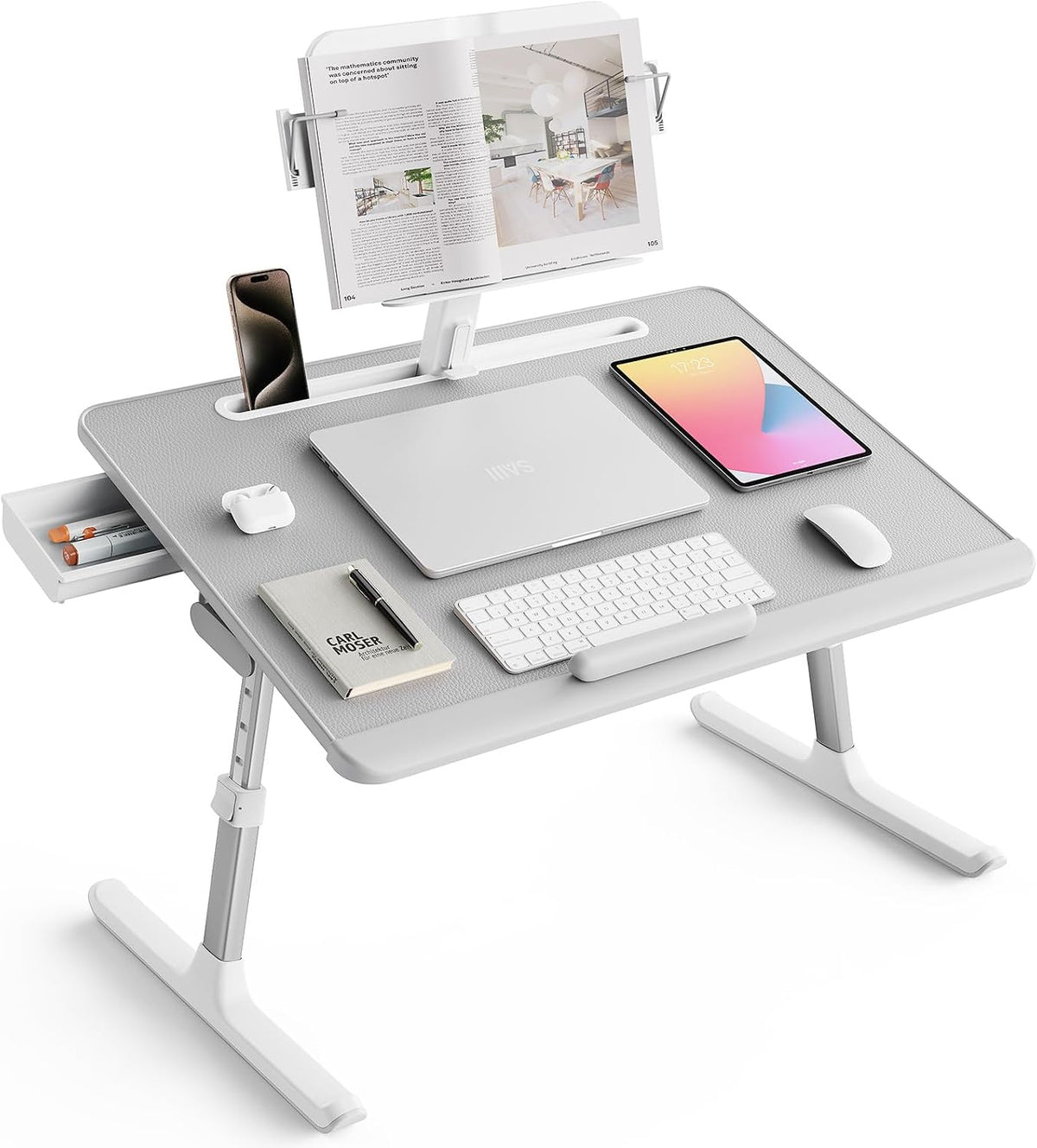 SAIJI Laptop Desk for Bed [XXL Extra Large] with Upgraded Book Stand