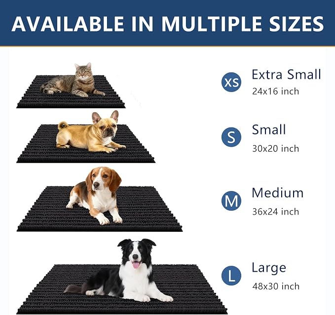 Smiry Dog Door Mat for Muddy Paws 71x46, Absorbent Dirt Trapper, Non-Slip
