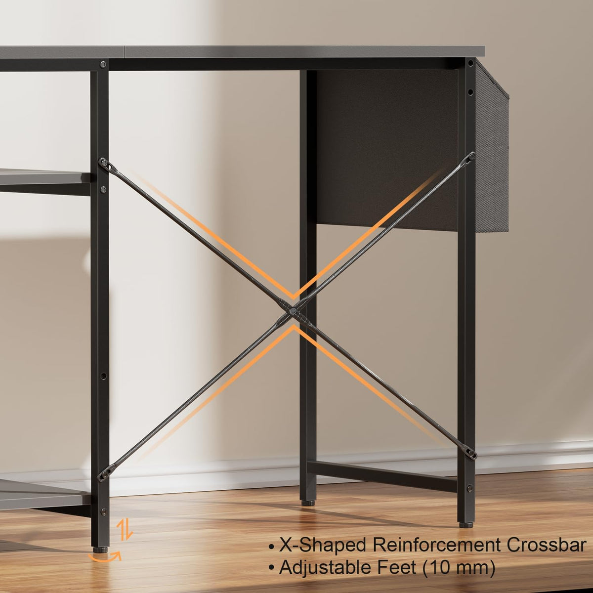 HLDIRECT 40" Gaming Desk with 3-Height Adjustable Monitor Stand