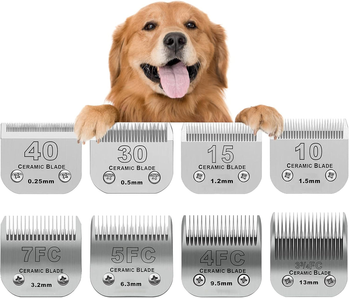 8 Pc Dog Grooming Blade Compatible with Andis/Oster A5/Wahl KM10Dog Clipper